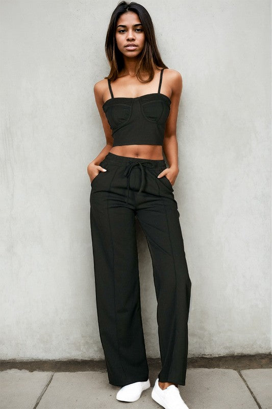 Cami Top & Slant Straight Pants